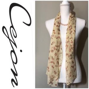 VINTAGE CEJON LONG SHEER 100% SILK SCARF, in EUC